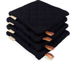 CH&F Pannenlap met Pocket 4 stuks 100% katoen | BBQ Cumin | Pannenlappen Zwart | 20x20 cm