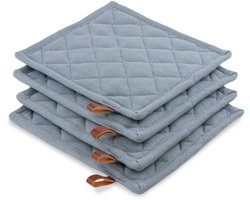 CH&F Richmond Dove Pannenlap Lichtgrijs | 20x20 cm | Set van 4 | Met Pocket | Hittebestendig tot 250°C | Ophanglus | Duurzaam Keukentextiel