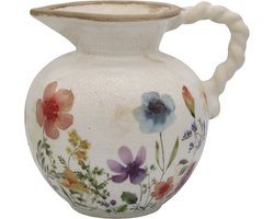 Chic Antique Fleurville Kan met Gedraaide Handgreep – Decoratieve schenkkan voor Bloemen & Interieur – Landelijke Stijl