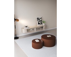 Chic Curve Ronde TV Meubel 180cm - Zwevend – Japandi Beige