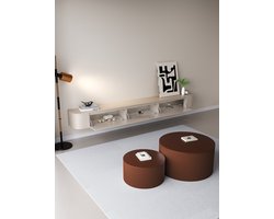 Chic Curve Ronde TV Meubel 272cm - Zwevend – Japandi Beige