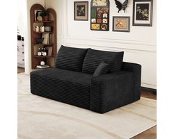 CHICFURN 2-zitsbank 151 cm - Zachte zit - Gestreept corduroy - Zwart