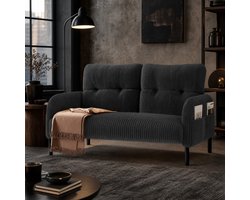 CHICFURN 2-zitsbank - Zijvak - Metalen poten - Grijs