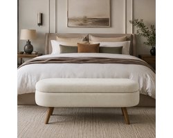CHICFURN Bankje - Met opbergruimte - Ovale vorm - Beige