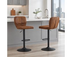 CHICFURN Barkruk - hoogteverstelbaar - set van 2 - zwart bruin