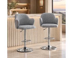 CHICFURN Barkruk - Volwassenen - In hoogte verstelbaar - Set van 2 - Grijs