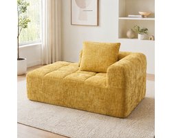 CHICFURN Chaise longue - Zijvakken - Gestoffeerd - Geel