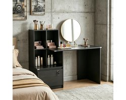 CHICFURN Computerbureau - Afsluitbare lade - 4 vakken - Zwart