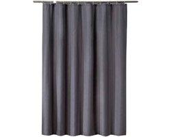CHICFURN Donkergrijs Douchegordijn 180 x 220 cm voor Badkamer, Appartement, Studentenwoning en Gezin, Polyester Gordijn met Witte Douchegordijnhaken, Waterafstotende Stof, Verstevigde Metalen Ringen en Verzwaarde Onderkant