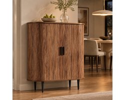 CHICFURN Dressoir 85 cm - Ruimtebesparende roldeuren - 2 deuren - Naturel