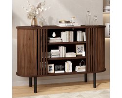 CHICFURN Dressoir - Open opbergruimte - 3 vakken - Walnootkleur