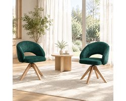 CHICFURN Eetkamerstoel - 360 graden draaibaar - Kuipstoel - Donkergroen