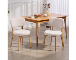 CHICFURN Eetkamerstoel - Gevoerde zitting - Houten poten - Crème