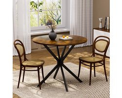 CHICFURN Eettafel - 1-4 personen - compact - metalen poten - vintagebruin-zwart