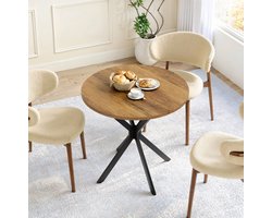 CHICFURN Eettafel - 2 personen - ruimtebesparend - X-poot - bruin en zwart