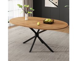 CHICFURN Eettafel - 4-6 personen - Ovaal - Metalen poten - Natuurlijk