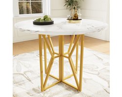 CHICFURN Eettafel - 4-6 personen - verstelbare poten - rond - goud