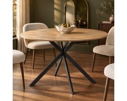 CHICFURN Eettafel - 4 personen - Stabiele basis - X-poot - Eikenkleur