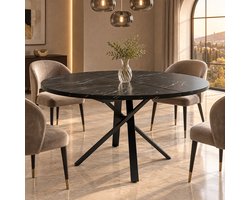 CHICFURN Eettafel - Uitschuifbaar - X-poot - Zwart