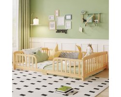CHICFURN Kinderbed 140 x 200 cm - veiligheidshekken - naturel hout
