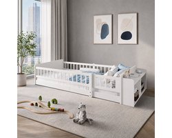 CHICFURN Kinderbed 90 x 200 cm - open opbergruimte - wit