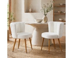 CHICFURN Kuipstoel - Ergonomische zitting - Metalen poten - Wit