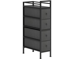 CHICFURN Ladekast - 4 lades - smal - stalen frame - zwart