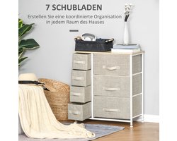 CHICFURN Ladekast - 7 lades - Opvouwbaar - Metalen frame - Lichtgrijs