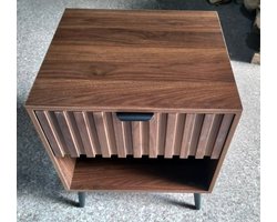 CHICFURN Nachtkastje - 1 lade - Open vak - Walnootkleur