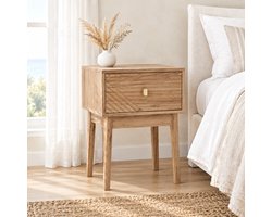 CHICFURN Nachtkastje - 2 lades - hoge poten - eikenkleur