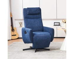 CHICFURN Relaxfauteuil - Handmatig verstelbaar - Draaibaar - Blauw