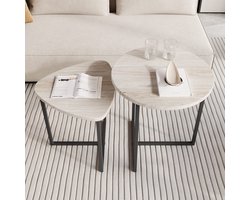 CHICFURN Salontafel - 2-delige set - Nestbaar - Metalen frame - Licht eiken