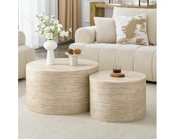 CHICFURN Salontafel 62,8 cm - Opbergruimte - Set van 2 - Woonkamer - MDF - Houtkleur