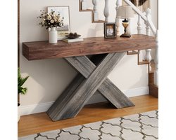CHICFURN Sidetable - Smal ontwerp - X-poot - Walnoot