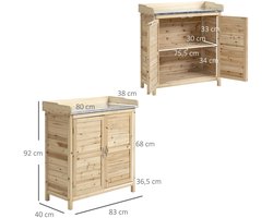 CHICFURN Tuinopbergkast 83 cm - Werkblad - 2 deuren - Naturel