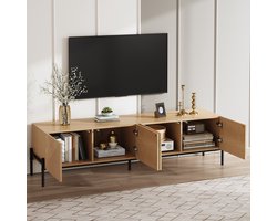 CHICFURN TV-meubel 163,5 cm - 4 deuren - push-to-open - metalen poten - naturel