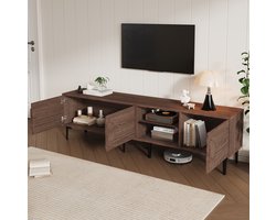 CHICFURN TV-meubel 180 cm - Geschikt voor tv's tot ca. 80 inch - Opbergruimte - 3 deuren en 2 open vakken - Woonkamer of thuisbioscoop - Spaanplaat en PVC - Donker eiken