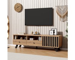 CHICFURN TV-meubel - 2 lades - opbergruimte - 5 poten - houtkleur zwart