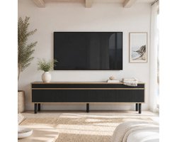 CHICFURN TV-meubel - 4 deuren - Drukopening - Staand - Zwart