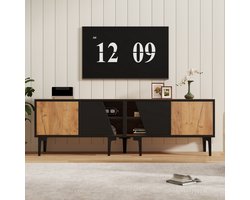 CHICFURN TV-meubel - 4 vakken - 7 poten - Spaanplaat - Naturel zwart