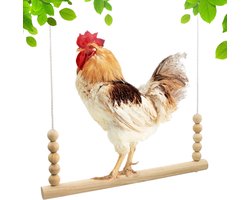 Chickens® Kippenschommel Hout - Houten Kippen Schommel - Schommel Kip - Kippenspeelgoed - Kippenspeelgoed Voor Echte Kippen - Natuurlijke Materialen - Hout & Touw