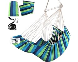 Chihee Hanging Seating Hammock Chair Hanging Swing Footrest Cushions Hanging Belt Carabiner Included,Folding Metal Spreader Bar Soft Cotton Woven Side Pocket