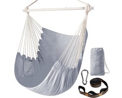 Chihee Hangstoel - Sterk - Metaal - Opvouwbaar - Spreidbalk - Draagbaar - Maximaal 150 Kg - Comfortabel - Terras - Tuin - Stoel - Katoenmix - Voor Extra Veel Comfort - Stevig - Binnen En Buiten