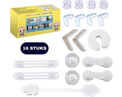 Childfriend Kinderbeveiliging - Kinderslotje - Hoekbeschermers baby - Hoekbescherming - Kind Veiligheid - Stopcontact beveiliging - Elektriciteit beveiliging - Stopcontact beveiliger - Babyveiligheid - Veiligheidsset Voor Baby's en Peuters - 18 delig