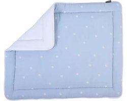 Childhome Boxkleed 75x95 cm – Tetra Bloemetjes – Lichtblauw – Dubbelzijdig – Oeko-Tex – Parklegger & Speelmat