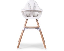 Childhome Evolu Kinderstoel - Meegroeistoel van 6 Maanden tot 6 Jaar - Verstelbaar voor Eettafel op 75 cm en Kindertafel op 50 cm - 5-Punts Veiligheidsgordel en Afneembare Bumper - Poten in Beuk - 56 x 56 x 92 cm - Naturel