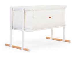 Childhome Evolux Co-Sleeper - 2-in-1 Aanschuifwieg en Zelfstandig Wiegje - 7 Verstelbare Hoogtes en Schuine Stand tegen Reflux - 3D Air Mesh voor Luchtcirculatie en Zicht - Van 0 tot 6 Maanden - 97 x 64 x 85 cm - Naturel/Wit