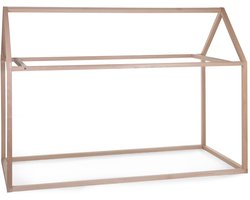 Childhome Huis Bedframe 90 x 200 cm - Kinderbed in Huisvorm van Hoogwaardig Beukenhout - Blikvanger in de Kinderkamer, te Personaliseren met Lampjes - Lattenbodem en Matras Apart Verkrijgbaar - Naturel