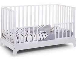 Childhome Ledikant 70x140 cm – Wit – Meegroei Bedje – Verstelbare Hoogte – Van Babybed tot Sofa