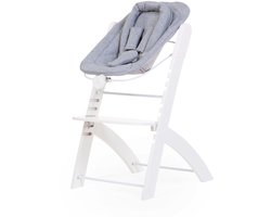 Childhome Newborn Zitje voor Evosit en Lambda 3 - Babyzitje aan Tafel vanaf de Geboorte tot 9 kg - Verstelbare Rugleuning met Draaiknop - 5-Punts Harnas met Zachte Schouderpads - Inclusief Jersey Hoes - Wit/Grijs